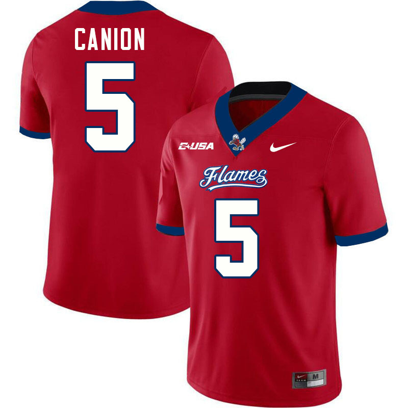 Liberty Flames #5 Elijah Canion College Football Jerseys Stitched-Red